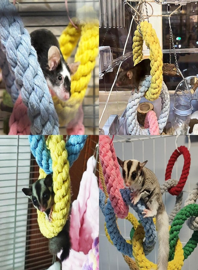 Hamiledyi Sugar Glider Climbing Rope Toys Rat Cage Hanging Toys Small Animal Climbing Rings Cage Accessories for Squirrel Sugar Glider Hamster Parrots - Image 4